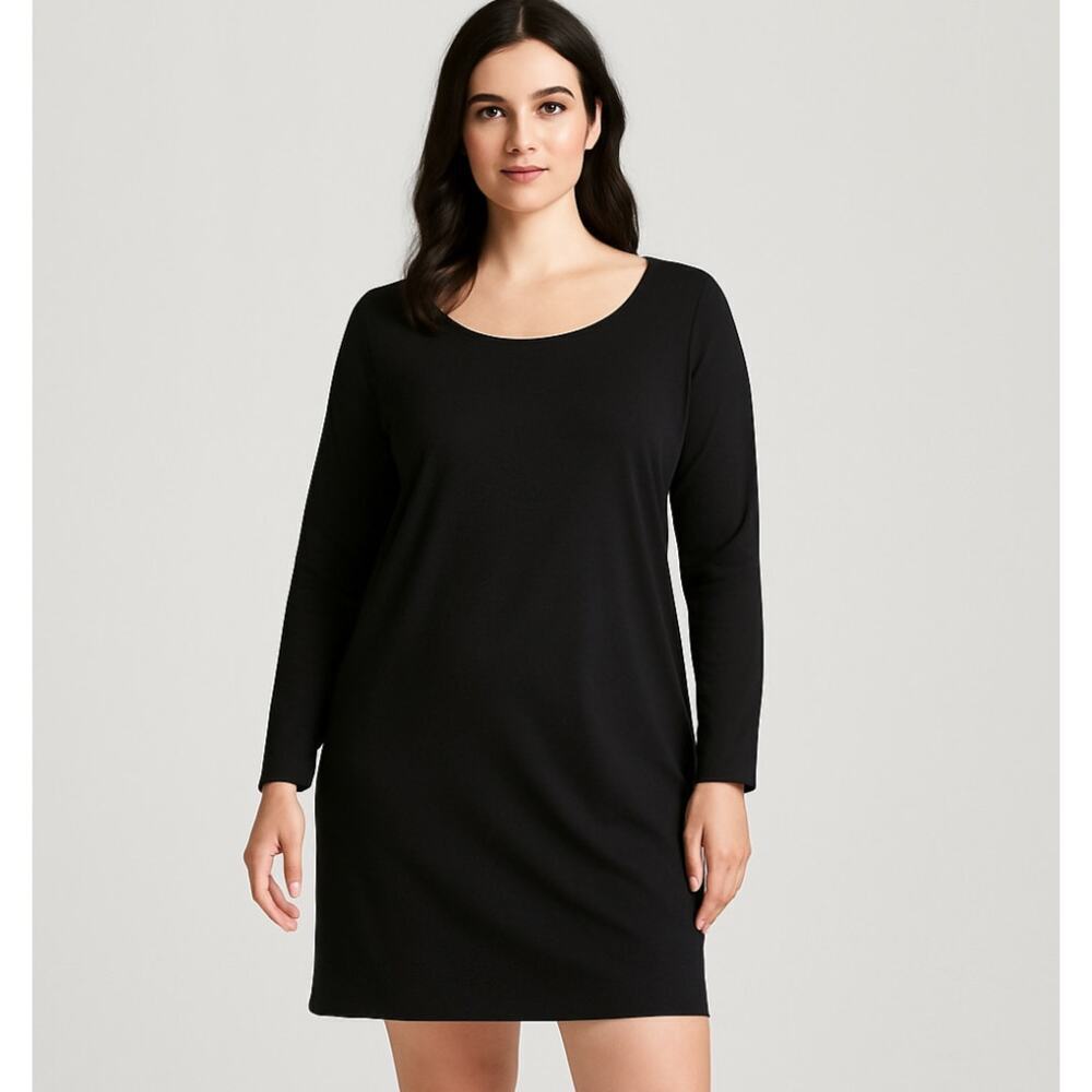 Eileen Fisher Classic Organic Cotton Dress, Career, Cocktails, Minimalist L/XL
